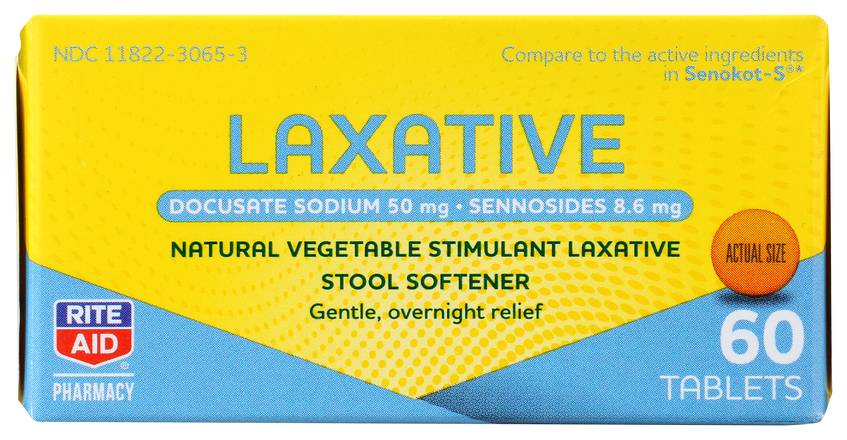 Order Rite Aid Laxative/ Stool Softener (60 ct) food online from Rite Aid store, NORTH CHILI on bringmethat.com