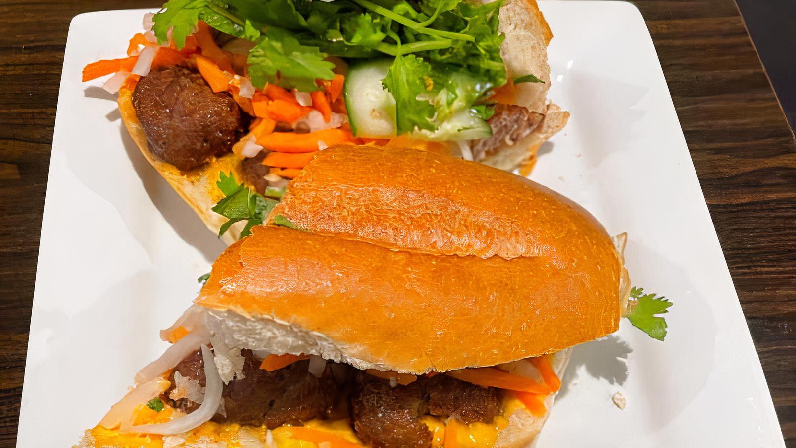 Order S6 Pork Meatball Banh Mi food online from Indochine store, New Brunswick on bringmethat.com