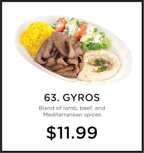 Order 63. Gyros food online from Mystic Grill store, La Mesa on bringmethat.com