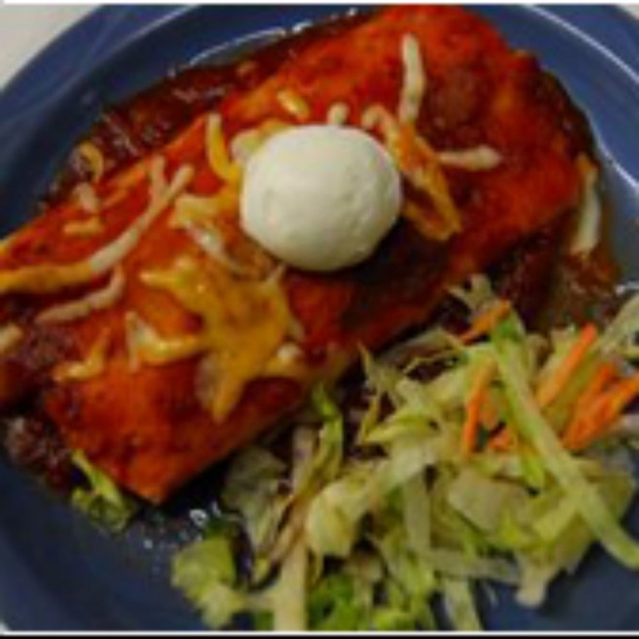 Order Beef Mary Lou Enchilada food online from Poco Mexican/American Restaurant, Bar & Comedy Cabaret store, Doylestown on bringmethat.com