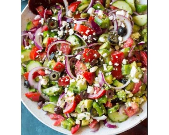 Order Side Greek Salad food online from Gourmania store, Alpharetta on bringmethat.com
