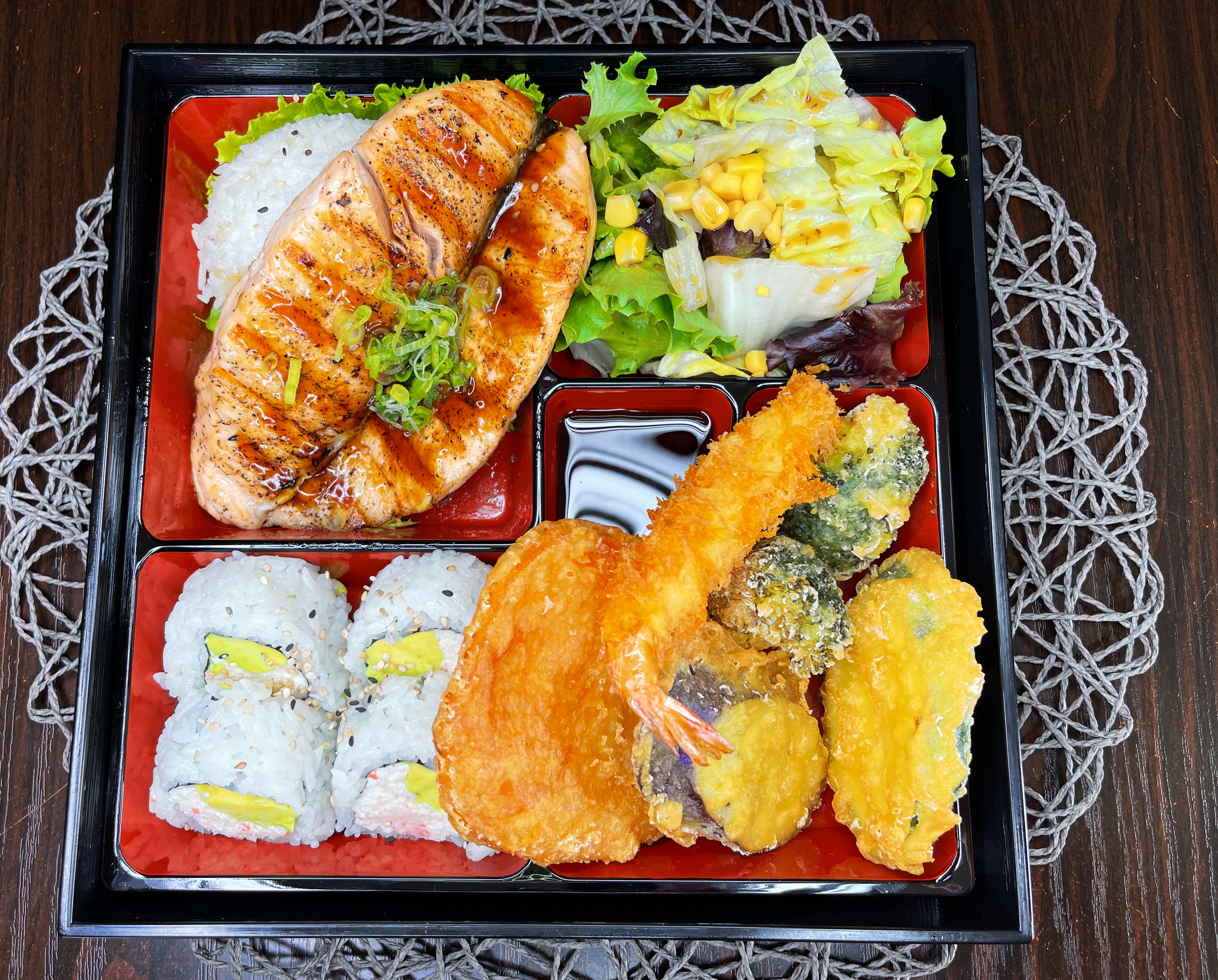 Order 3. Salmon Teriyaki Bento Box food online from Sushien store, Carson on bringmethat.com