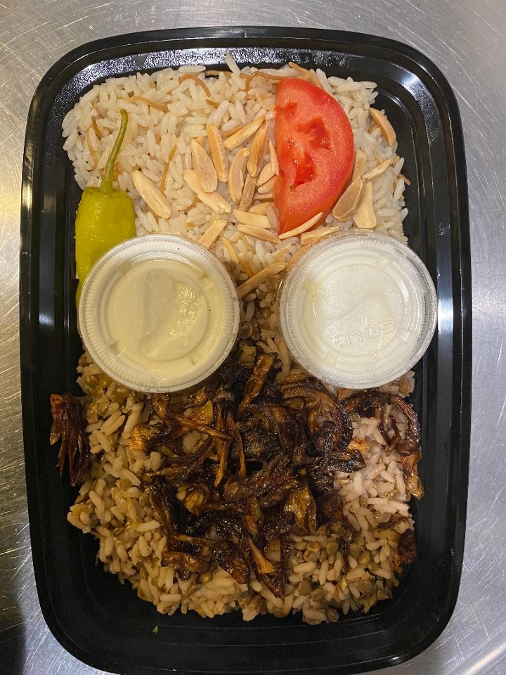 Order Mujadara with Rice Entree food online from La Fresh Mediterranean Grill store, Plymouth on bringmethat.com