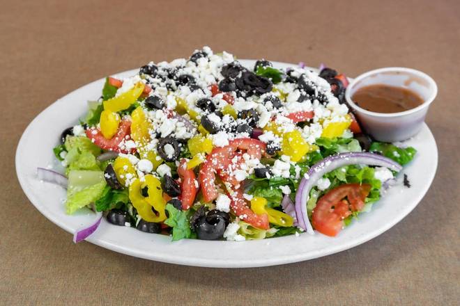 Order Greek Salad food online from Rancho Giant Pizza store, El Cajon on bringmethat.com