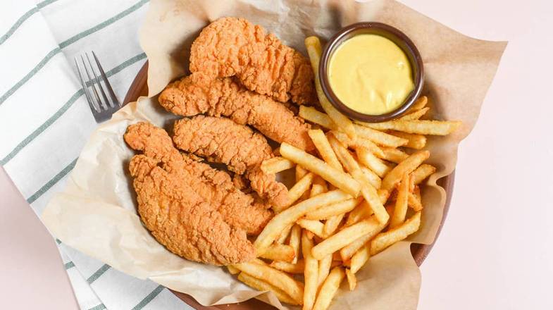 Order Homestyle Chicken Strips Basket food online from American Crepe Company store, Selden on bringmethat.com