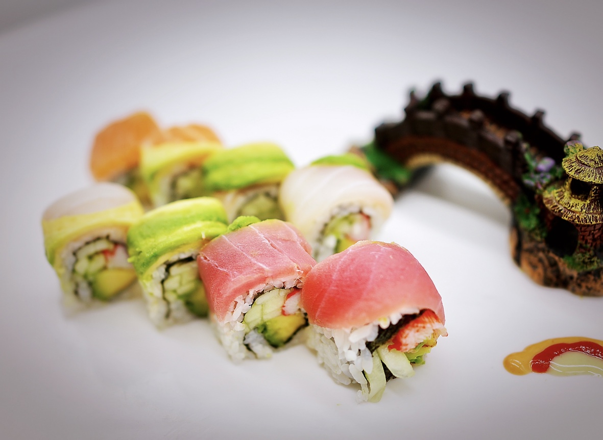 Order Rainbow Roll food online from Red Bowl Asian Bistro store, Cary on bringmethat.com