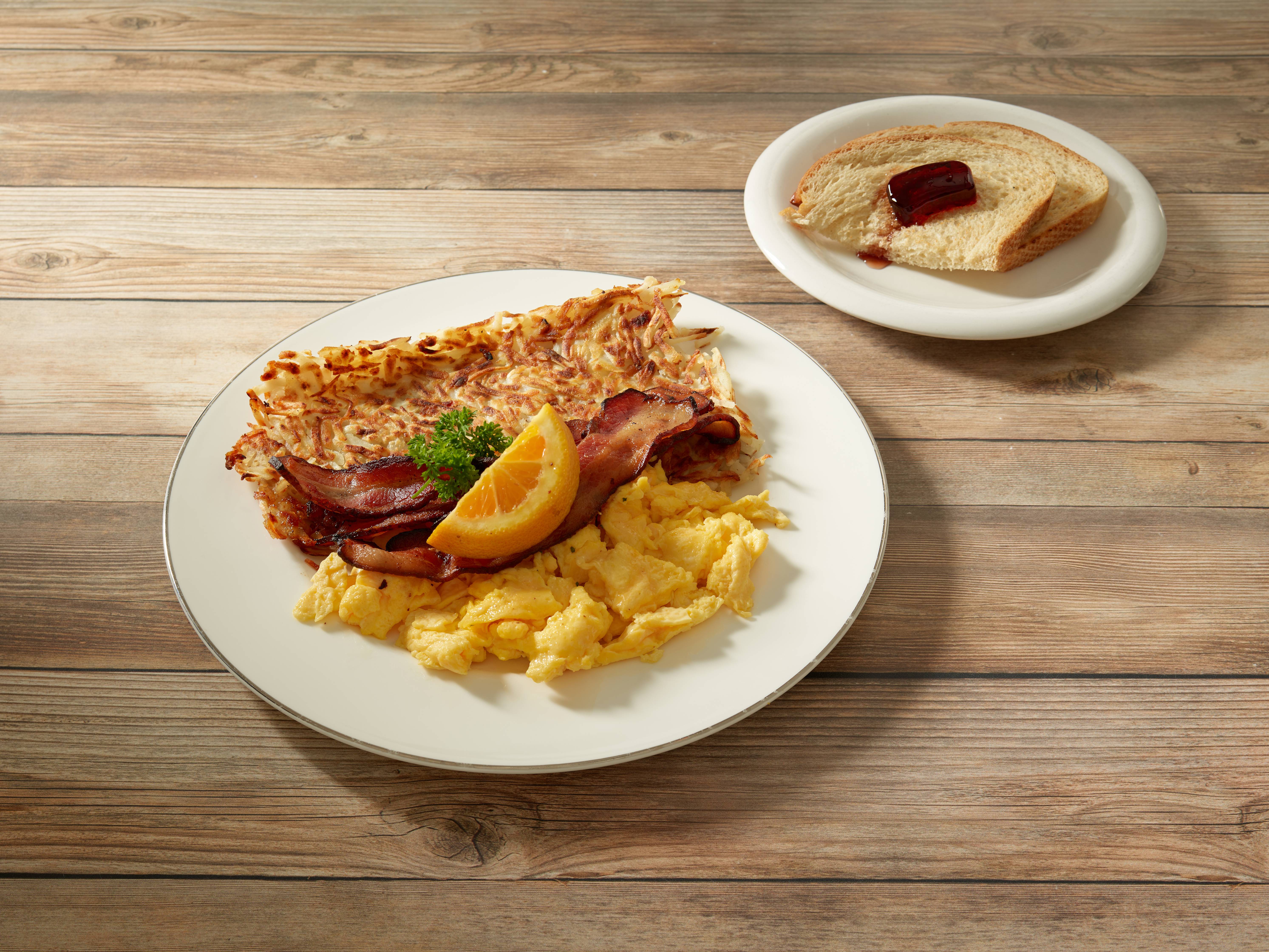 Order 2 Eggs with Applewood Smoked Bacon Plate food online from Sweet Maple Express store, San Francisco on bringmethat.com