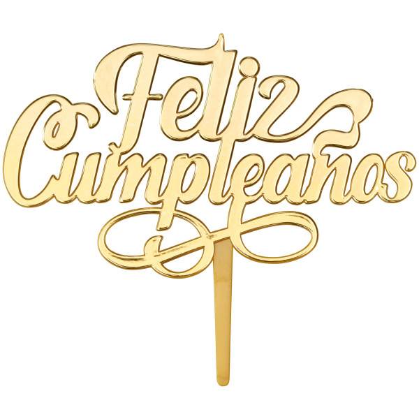 Order "Feliz Cumpleanos" cake topper and candle holder (nonedible) food online from La Patisserie store, Cupertino on bringmethat.com