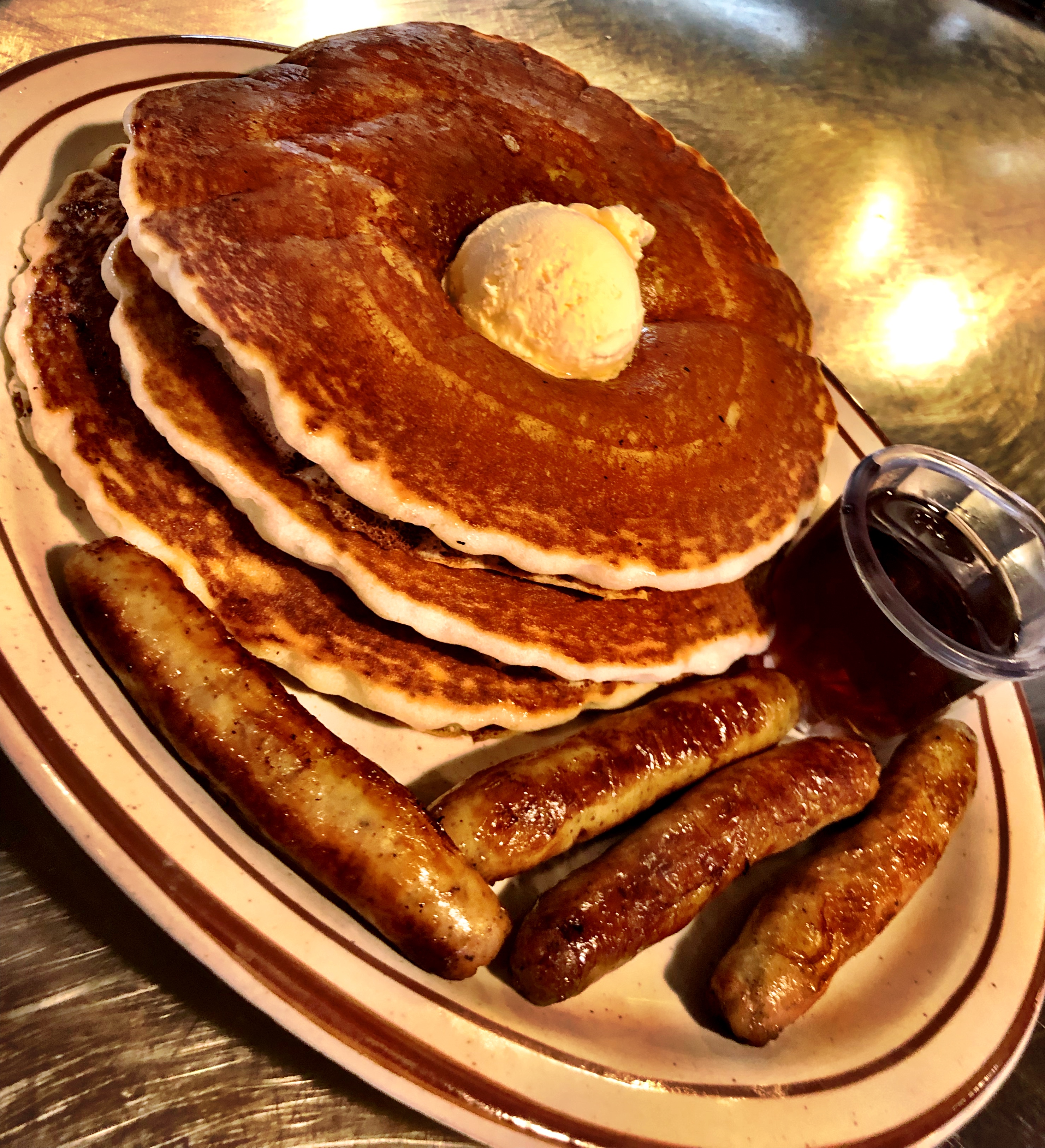 Order Short Stack of Pancakes With Sausage food online from Eat'n Park store, Burbank on bringmethat.com