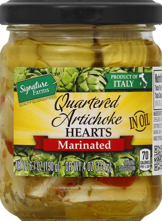 Order Signature Farms · Marinated Quartered Artichokes Hearts (6.7 oz) food online from Safeway store, Corte Madera on bringmethat.com