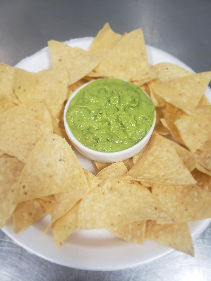 Order 8 oz. Guacamole and Chips food online from Burrito Factory store, Sunland on bringmethat.com