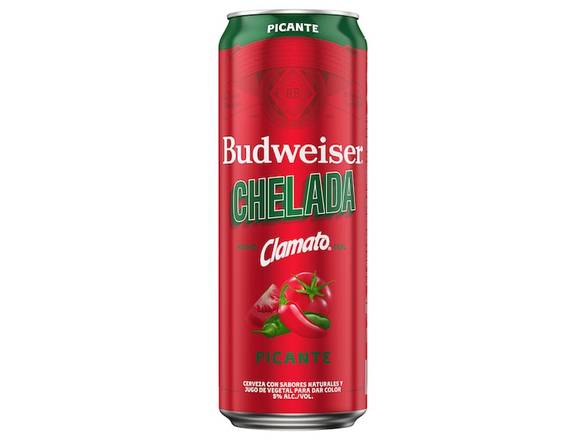 Order Budweiser Chelada Picante with Clamato - 25oz Can food online from Shar Armanetti Fine Wine & Spirits store, Carpentersville on bringmethat.com