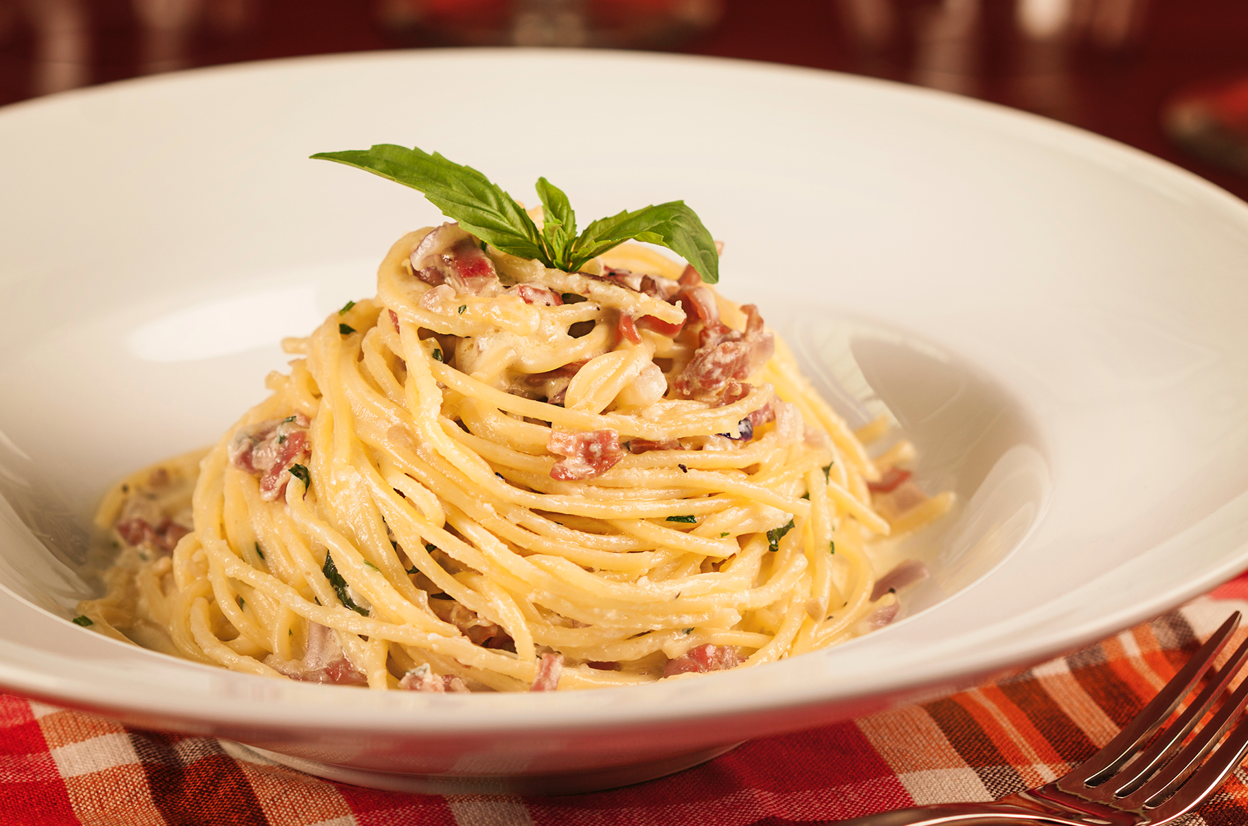 Order Spaghetti Carbonara food online from Russo's New York Pizzeria store, Houston on bringmethat.com