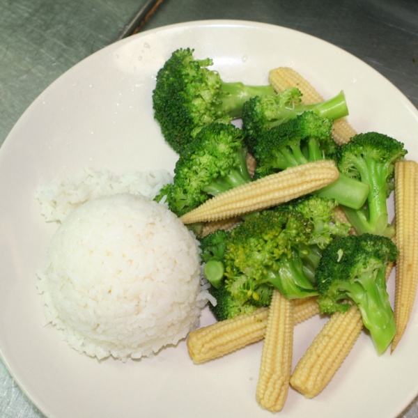 Order Kid's Steamed Broccoli and Baby Corn food online from Cafe Panda Garden store, Houston on bringmethat.com