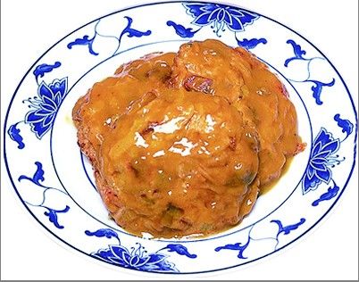 Order 100. Roast Pork Egg Foo Young food online from Nice Chinese Restaurant store, Downingtown on bringmethat.com