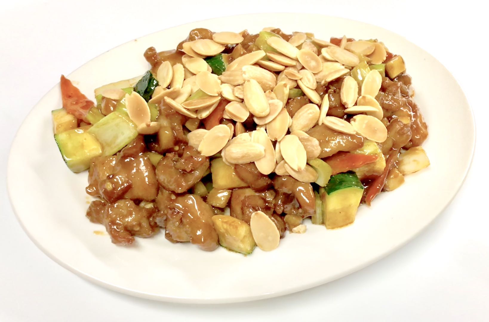Order 45. Almond Chicken food online from Mei-Don Chinese Cuisine store, Santa Rosa on bringmethat.com