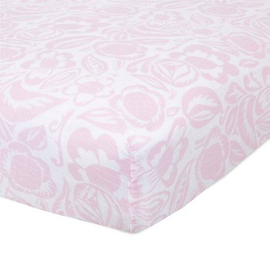 Order aden + anais™ essentials Damsel Fitted Crib Sheet in Pink food online from Bed Bath & Beyond store, Lancaster on bringmethat.com
