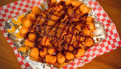 Order BBQ Pork Loaded Tots food online from Andrew Bbq Express store, Tempe on bringmethat.com