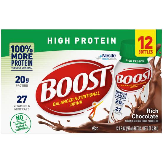 Order Boost High Protein Ready-to-Drink Nutritional Drink Rich Chocolate (8 oz x 12 ct) food online from Rite Aid store, BETHEL PARK on bringmethat.com