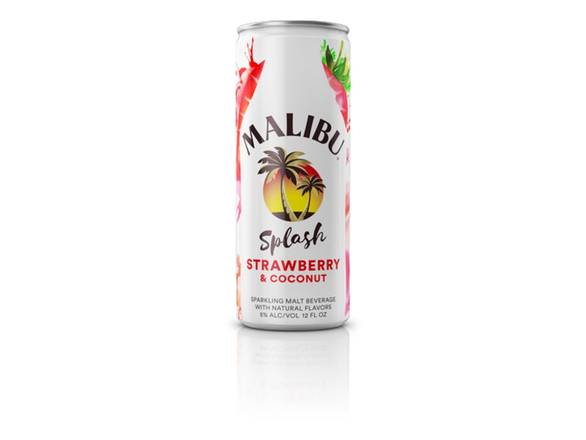 Order Malibu Splash Strawberry & Coconut Sparkling Malt Beverage - 4x 12oz Cans food online from Shar Armanetti Fine Wine & Spirits store, Carpentersville on bringmethat.com