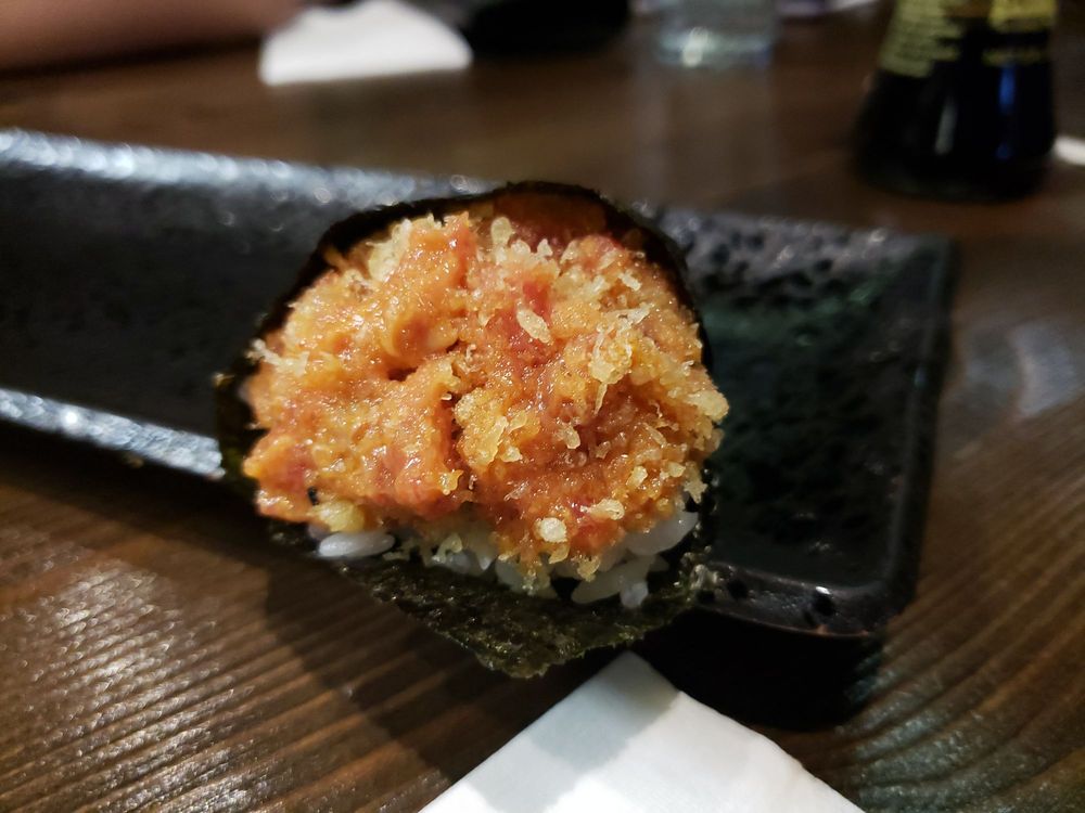 Order Spicy Tuna Tamaki food online from Naked Fish Japanese Restaurant store, Chino Hills on bringmethat.com
