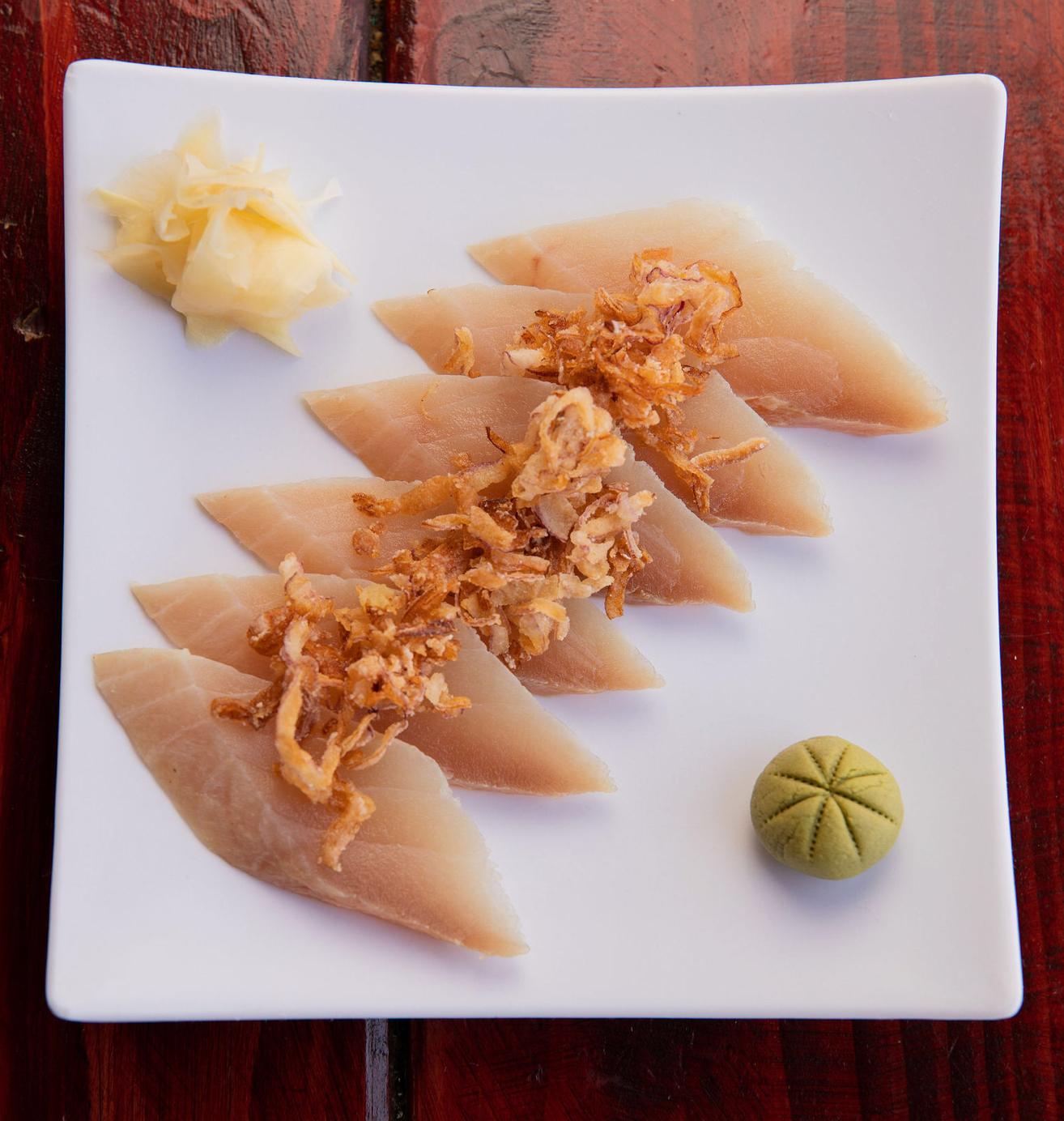 Order 6pc. Albacore Sashimi food online from Meshuga 4 Sushi - W. Pico Blvd. store, Los Angeles on bringmethat.com