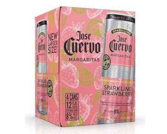Order Jose Cuervo Sparkling Strawberry Margaritas, 4pk - 12oz. cans (8% ABV) food online from Central Liquor Market store, Los Angeles on bringmethat.com