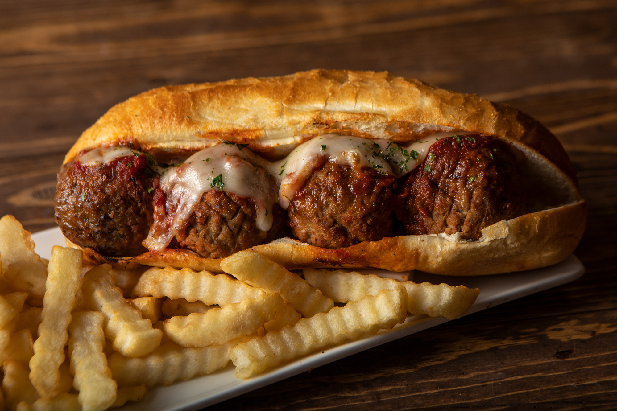 Order Meatball with Marinara and Cheese Sandwich food online from Grand Pizza store, Las Vegas on bringmethat.com