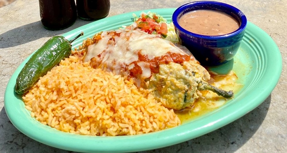 Order Chile Relleno Especial food online from Vaqueros Cafe & Cantina store, Austin on bringmethat.com