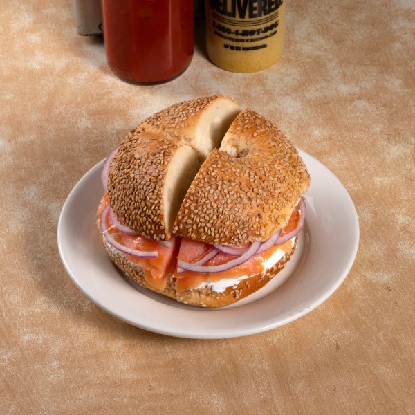 Order Bagel with Lox Platter Breakfast food online from Katz's delicatessen store, New York on bringmethat.com