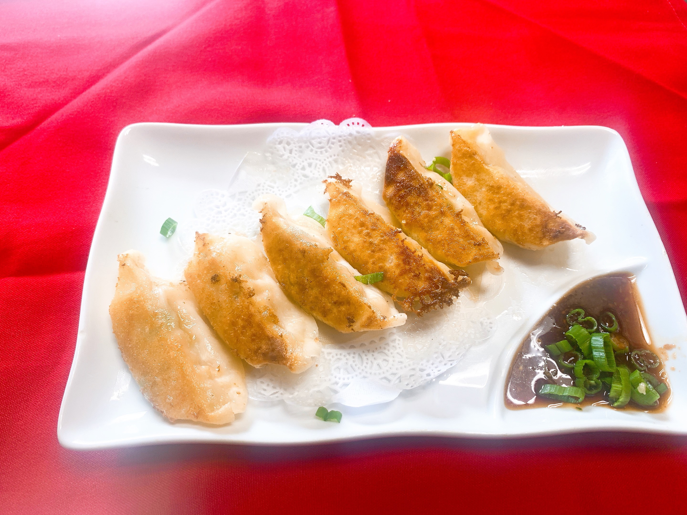 Order Vegetable Gyoza  food online from Happy Kitchen & Sushi Bar store, Zionsville on bringmethat.com