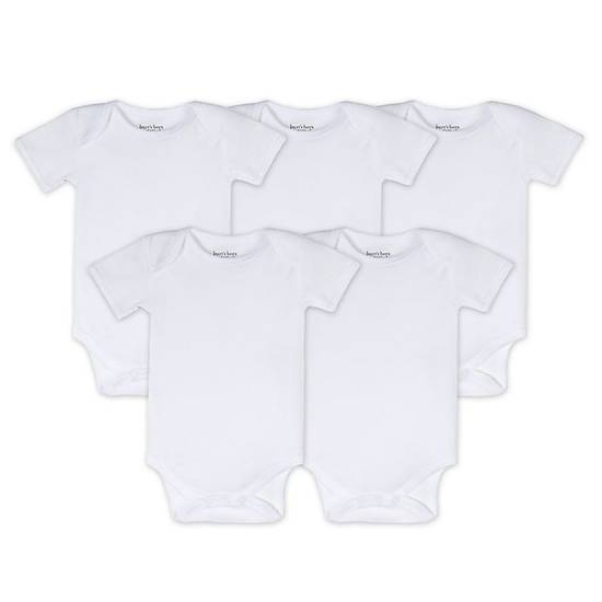 Order Burt's Bees Baby® Size 0-3M 5-Pack Organic Cotton Short Sleeve Bodysuit in Cloud food online from Bed Bath & Beyond store, Lancaster on bringmethat.com