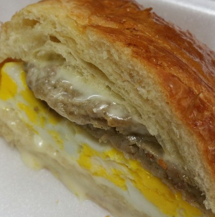 Order Sausage, Egg and Cheese on Croissant food online from Ontario Donuts store, Ontario on bringmethat.com