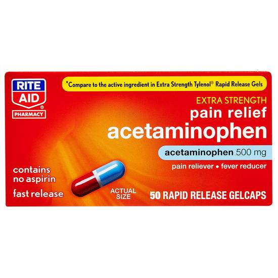 Order Rite Aid Acetaminophen Rapid Release Gelcaps 500mg (50 ct) food online from Rite Aid store, BETHEL PARK on bringmethat.com