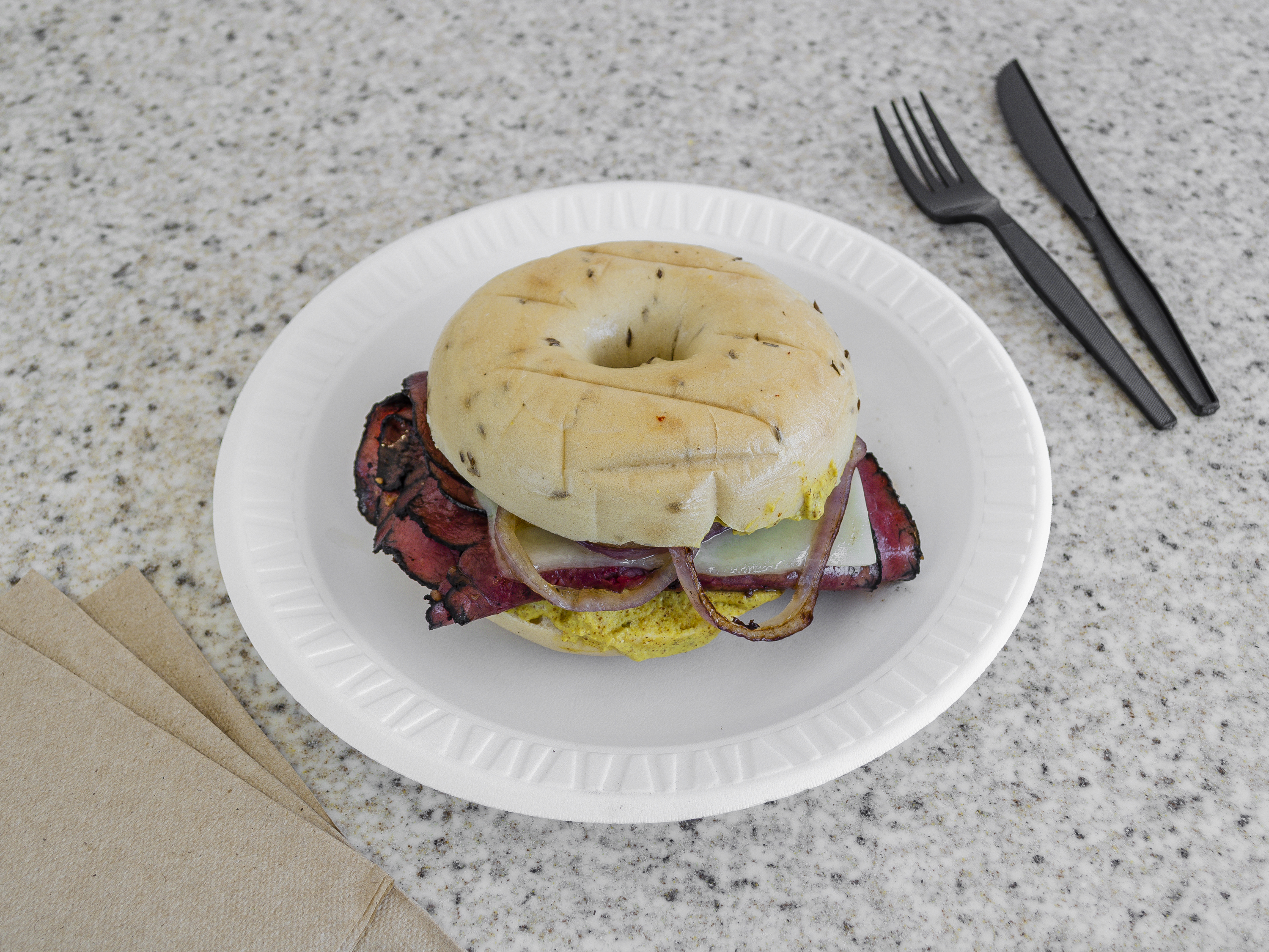 Order Ellis Island Hot Pastrami Sandwich Lunch food online from Manhattan Bagel store, Freehold on bringmethat.com