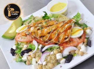 Order 27. Salmon or Shrimp Quinoa Salad food online from Golden Llama store, Greenville on bringmethat.com