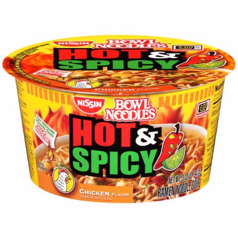 Order Nissin Hot & Spicy Chicken Noodle Bowl 3.32oz food online from 7-Eleven store, West Columbia on bringmethat.com