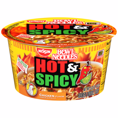 Order Nissin Hot & Spicy Chicken Noodle Bowl 3.32oz food online from 7-Eleven store, Chicago on bringmethat.com