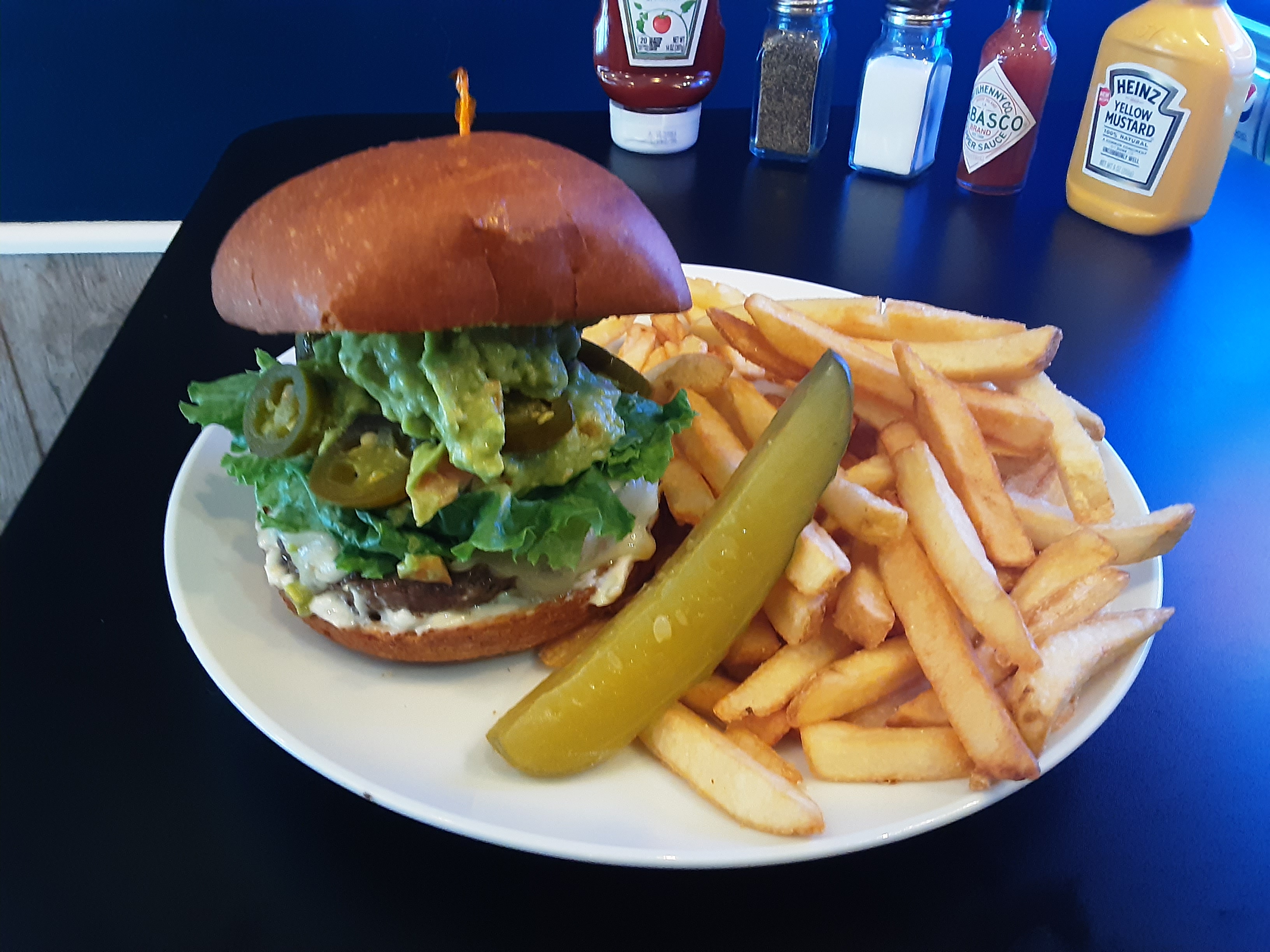 Order South of the Boarder Burger  food online from Flippers Gourmet Burgers store, San Francisco on bringmethat.com