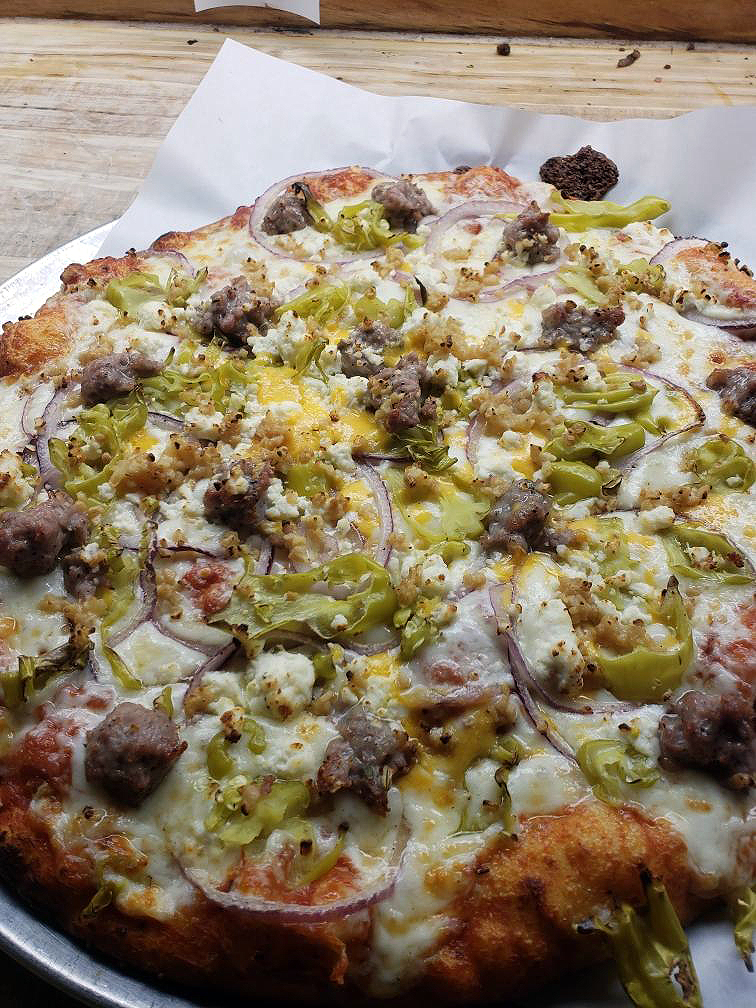 Order Greek Pizza food online from La Vals Pizza store, Alameda on bringmethat.com