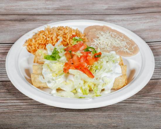 Order Three Rolled Tacos Combo food online from El Patio store, Woodland on bringmethat.com