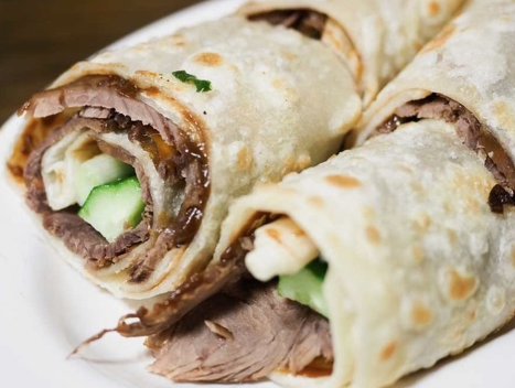 Order Pastrami & Cheese Wrap food online from Chez Beesen store, San Francisco on bringmethat.com