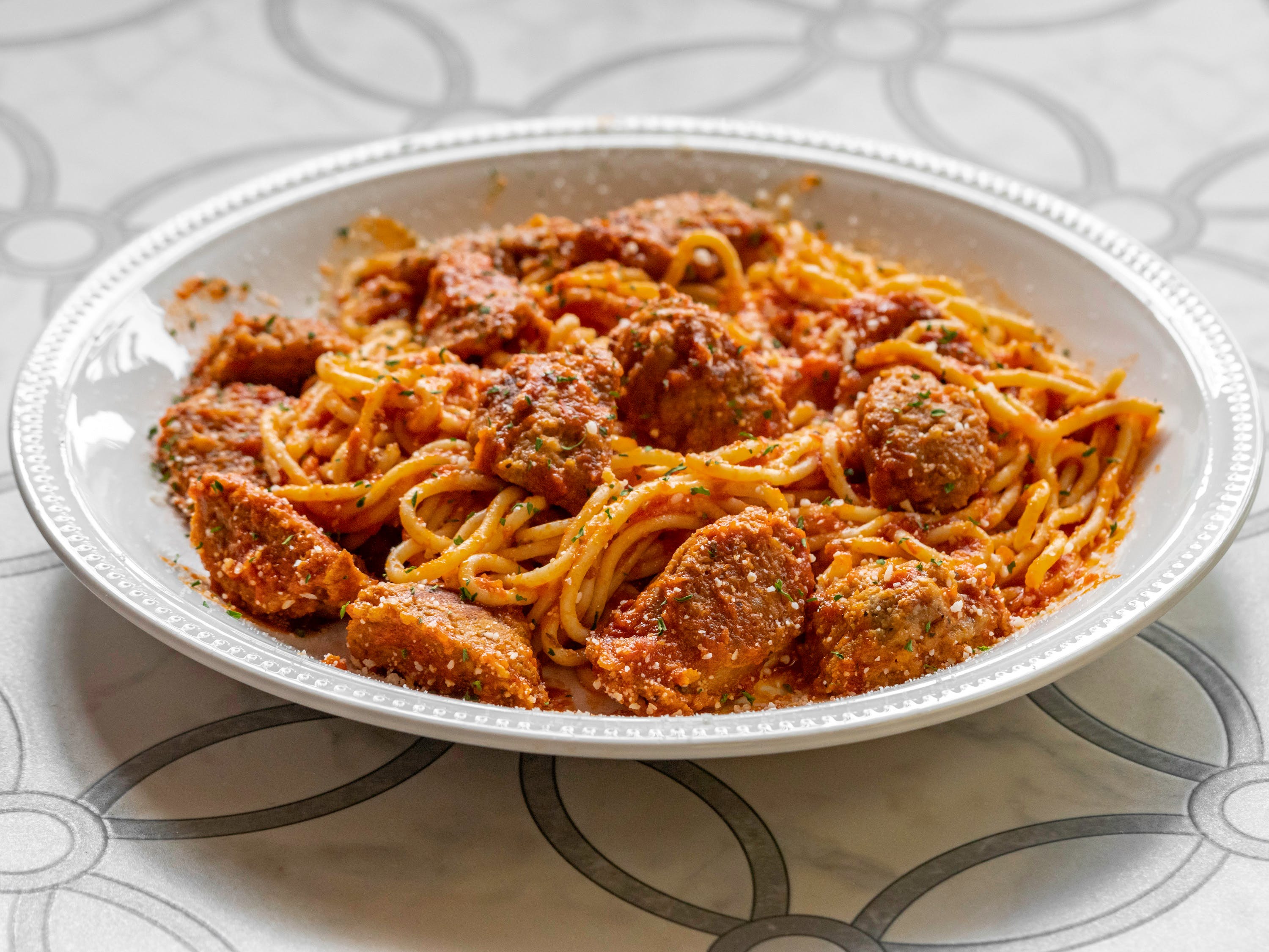 Order Meat Lovers Pasta - Pasta food online from Little Nippers 2 store, Pittsburgh on bringmethat.com