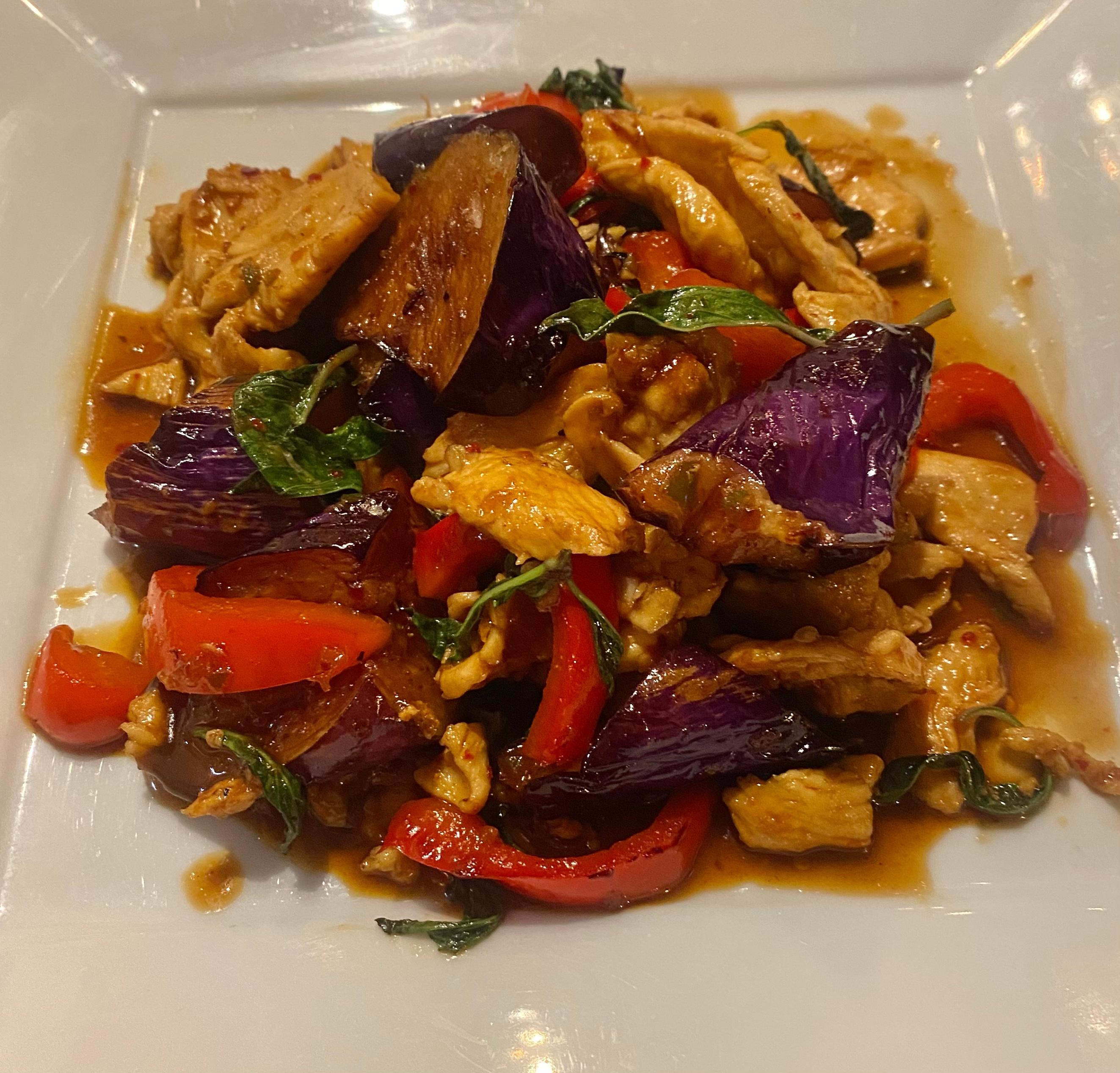 Order Spicy Eggplant food online from Hidden Garden Thai Cuisine store, Culver City on bringmethat.com