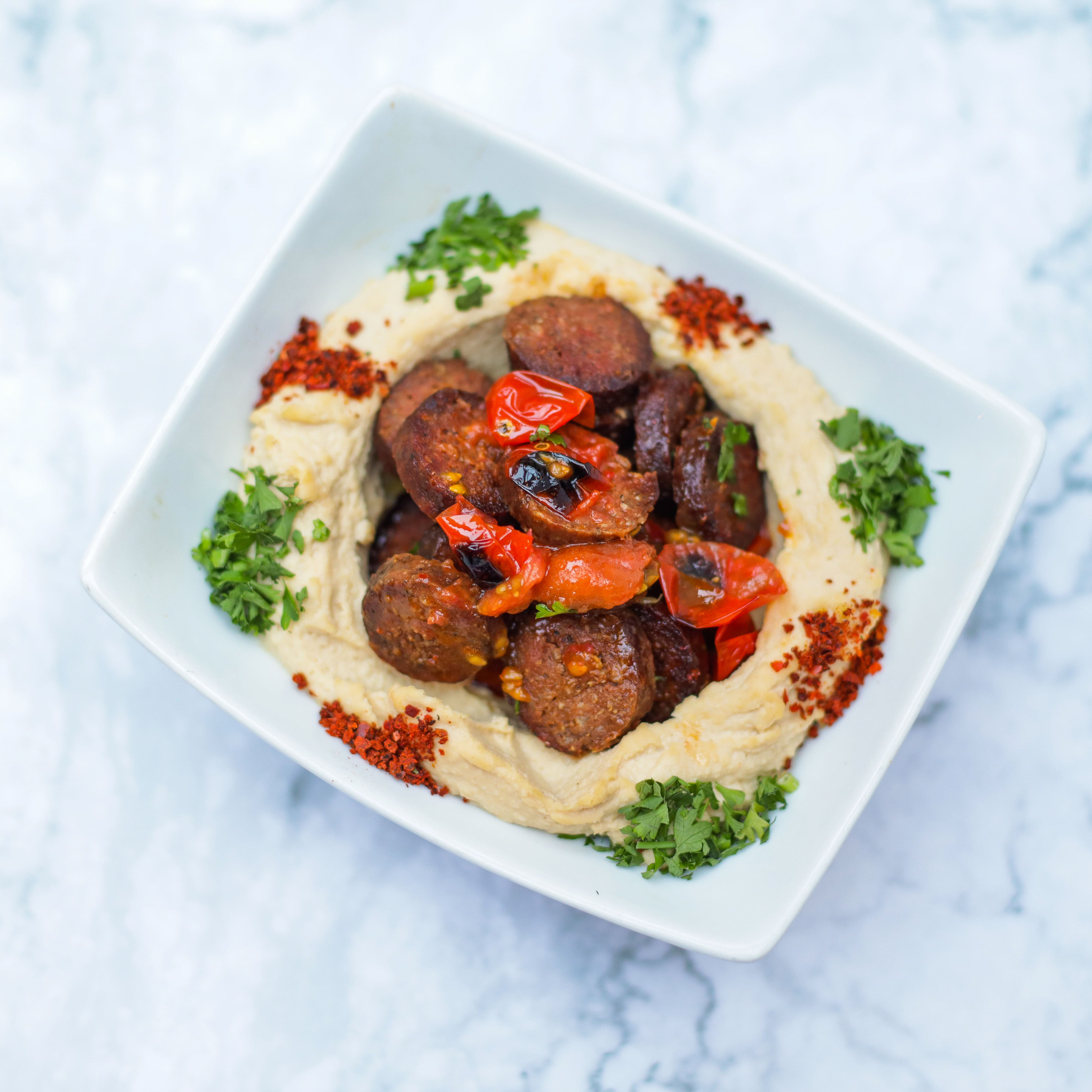 Order Soujoukh with Hummus food online from Olive And Grill store, Studio City on bringmethat.com