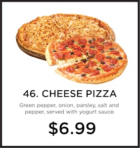 Order 46. Cheese Pizza food online from Mystic Grill store, La Mesa on bringmethat.com