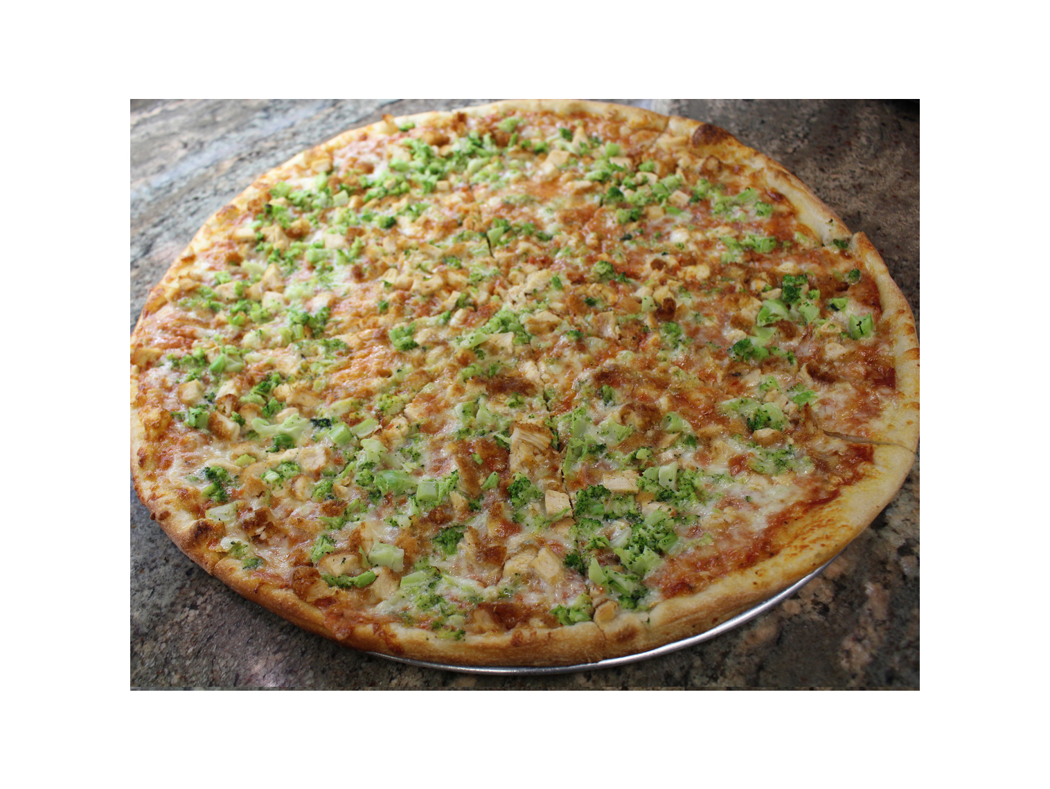Order Chicken and Broccoli Pie   - 18" Round Pie food online from Previti Pizza store, New York on bringmethat.com