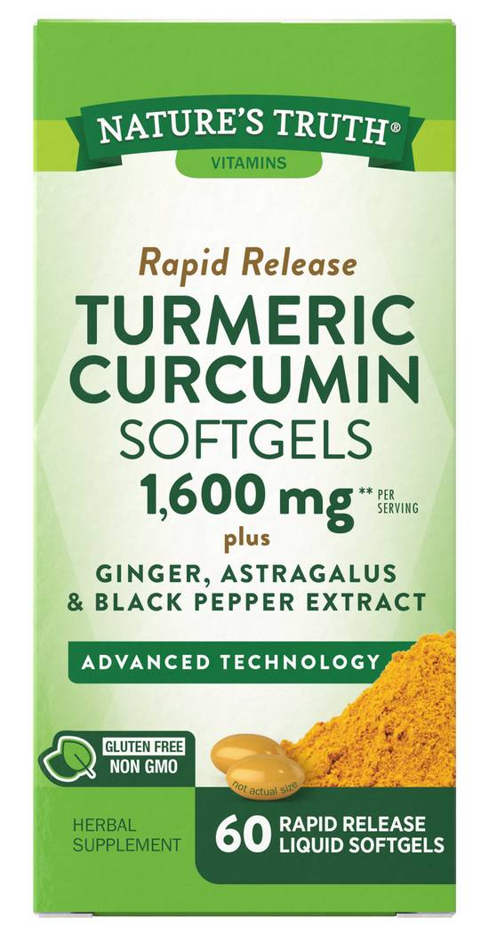 Order Nature's Truth Turmeric Curcumin Softgels 1600 mg (60 ct) food online from Rite Aid store, Palm Desert on bringmethat.com