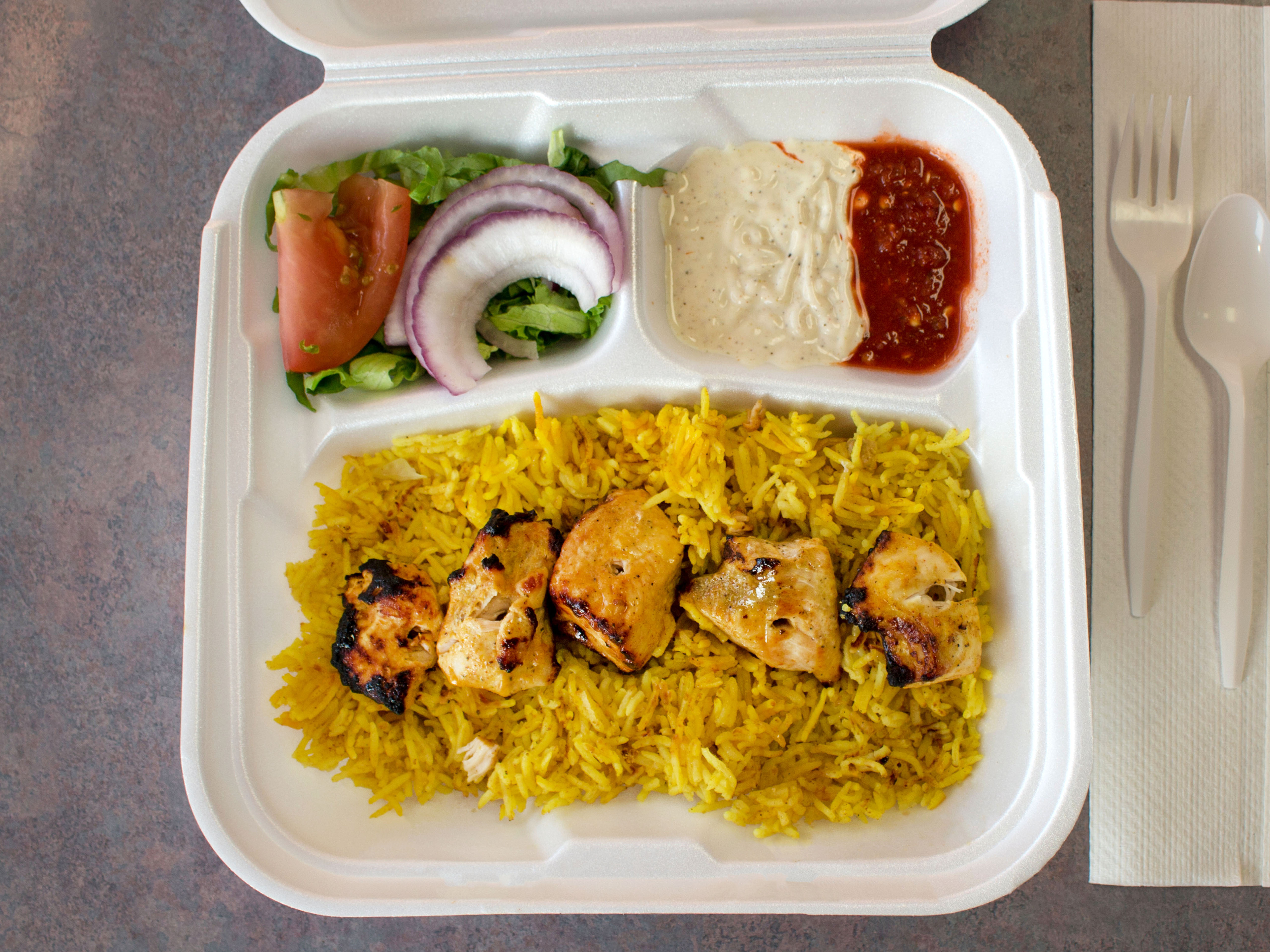 Order Chicken Tikka Over Rice food online from Gourmet Hots store, Rochester on bringmethat.com