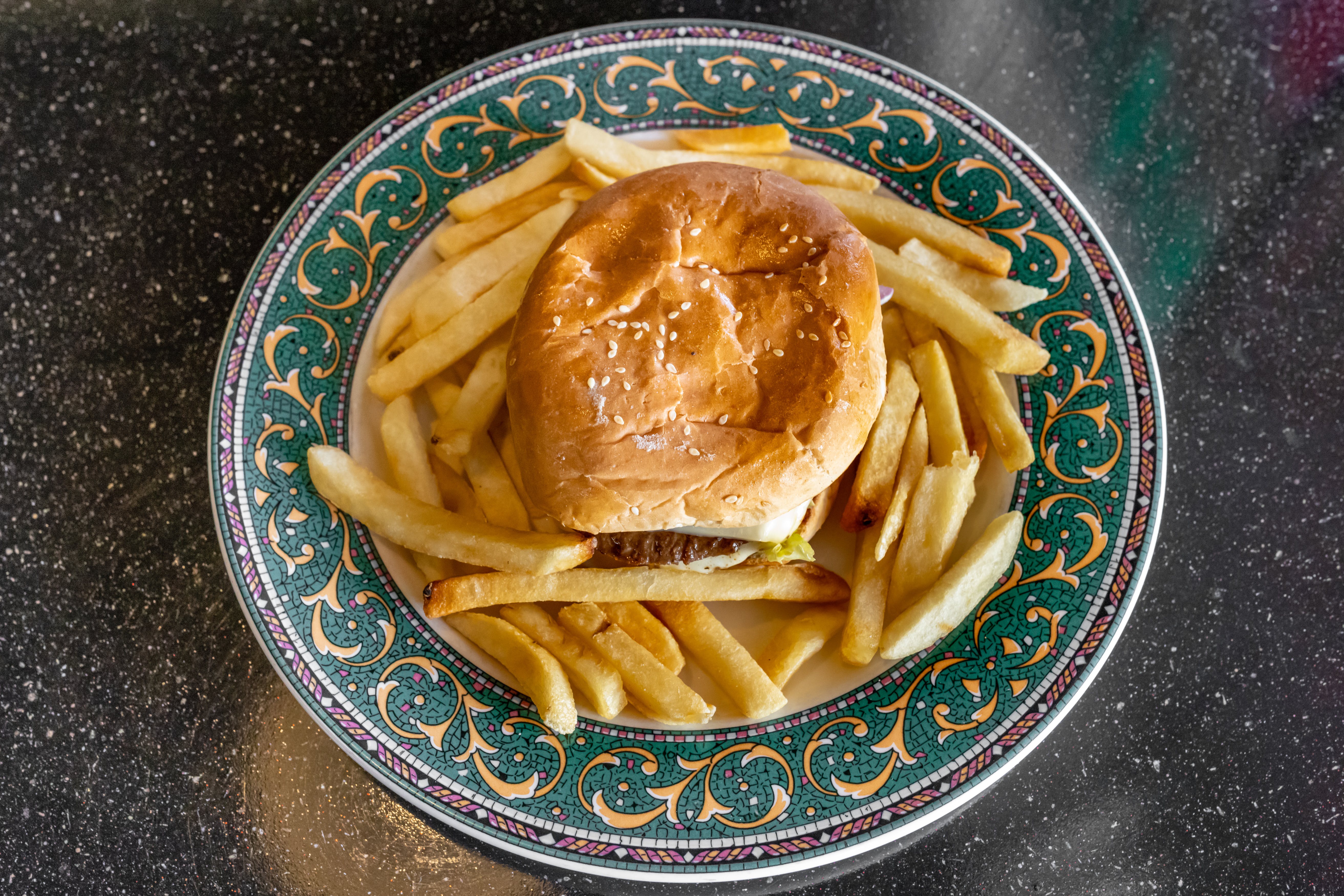 Order Italian Burger with Fries - Burger food online from Capri's store, Randleman on bringmethat.com